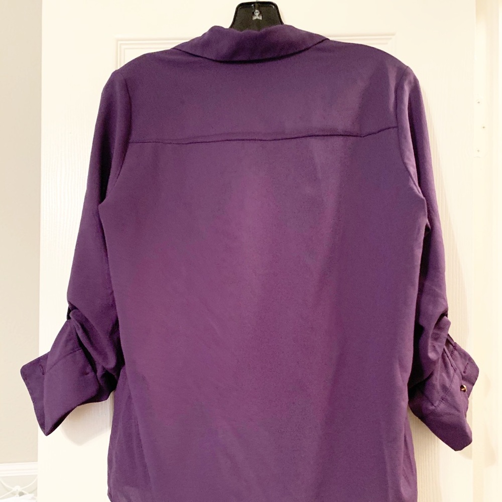 Purple, Collared, Button-Down With Gold Buttons - image 2
